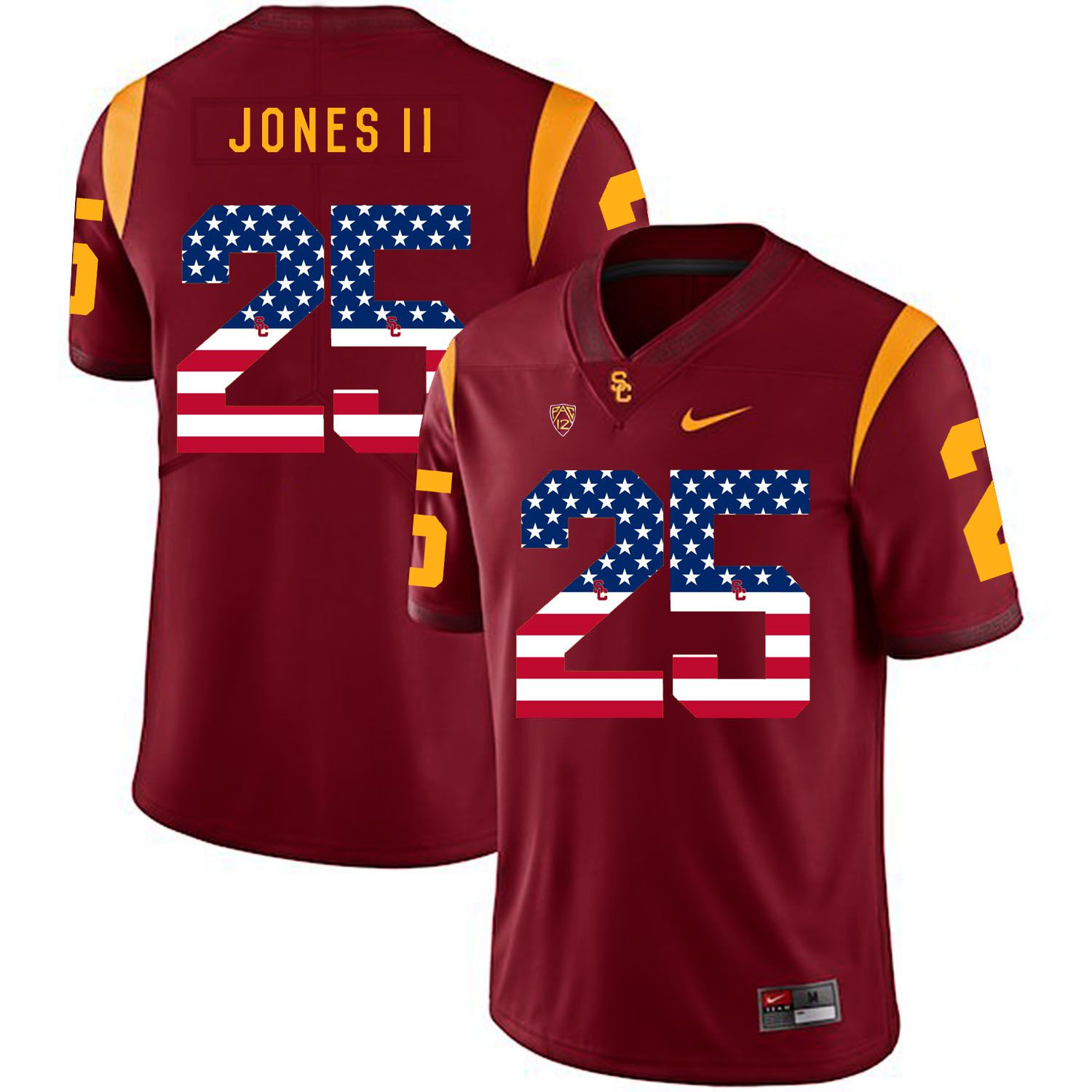 Men USC Trojans 25 Jones ii Red Flag Customized NCAA Jerseys